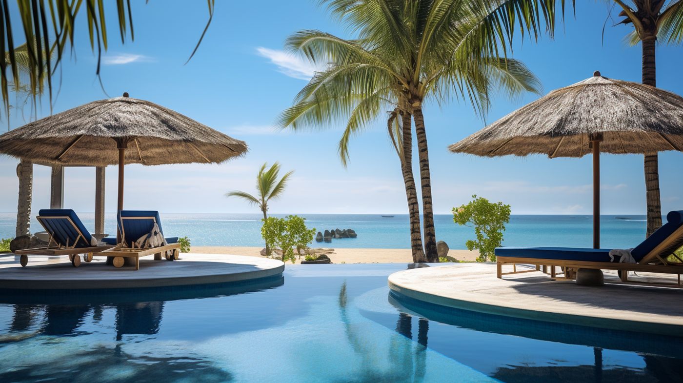 Palm-lined beach resort